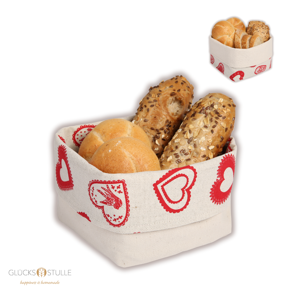 BROTKORB aus Halbleinen "Herzen"